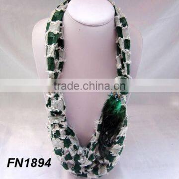 New Arrival scarf with jewelry feather