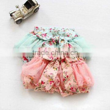 Tulle ruffled baby girl shorts summer 2017 floral pattern M7041225