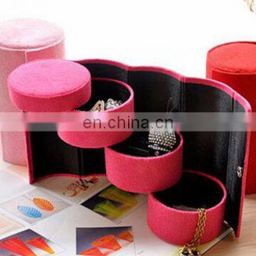 Hot sale Three Layers Round Portable Multifunctional Jewelry Box