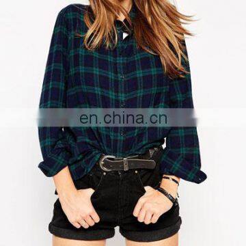 Boyfriend causal grid shirt for woman in loose fit design