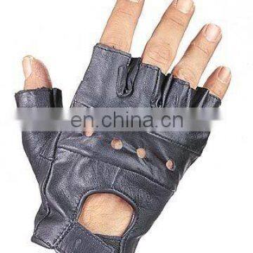 HMB-2013A LEATHER FINGERLESS GLOVES BLACK