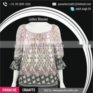 Latest Designs Ladies Printed Western Blouse for Sale