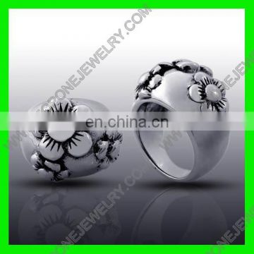 Custom wintersweet plum blossom stainless steel jewelry ring