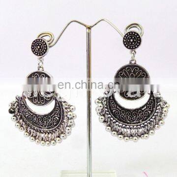 Designer Silver Fashion earring-Silver Plated Earrings-Traditional Oxidized Earrings-Traditional Silver Plated Earrings