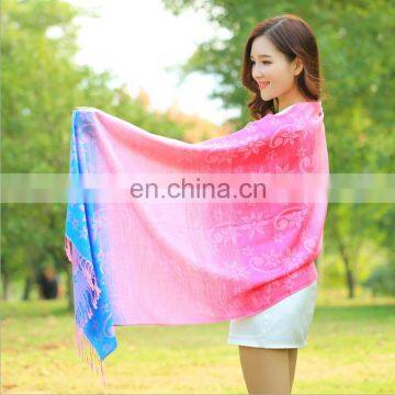 New 100% Cotton Rainbow Sunflower Jacquard Scarves With Tassels photo-2