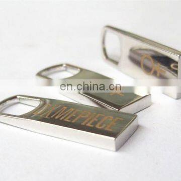 Fashion metal smal metal tags metal zip-fastener for wholesale