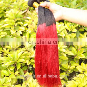 Cheap Malaysia ombre human hair 10-26inch 8a colored red hair weave 1B/burgundy two tone ombre remy hair weaving paypal accept