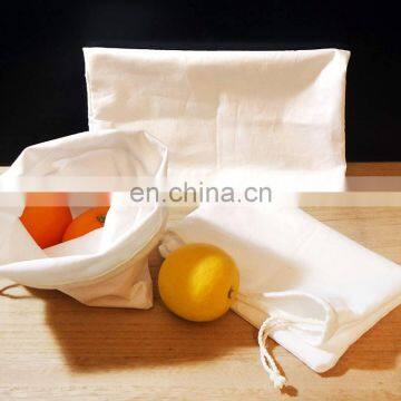 Zero waste shopping kit white cotton bulk drawstring bags and pouch