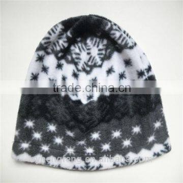 2016 New fashion soft and warm polar fleece printed hat