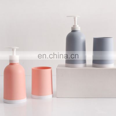 Macaron color bathroom accessory plastic pp bathroom soap dispenser set