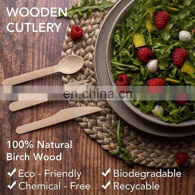 Yada Custom 160mm Eco Friendly Biodegradable Natural Wood Knife Fork Spoon Wood Cutlery Set photo-4