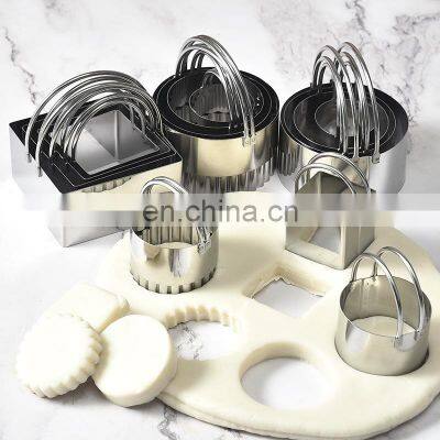 5Pcs Cookie Pastry Maker Portable Cutter Stainless Steel 304 Dough Cutting Tool Round/Wave/Square Shaped Kitchen Baking Gadgets