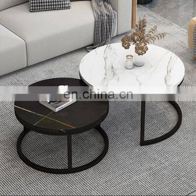Luxury Coffee Tables Living Room Marble Coffee Table Modern Apartment Multifunction Coffee Table Set White Black photo-2