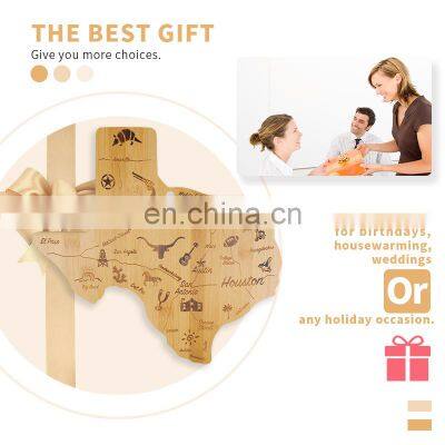 Bamboo Wood State Shaped Bamboo Serving Cutting Board photo-5