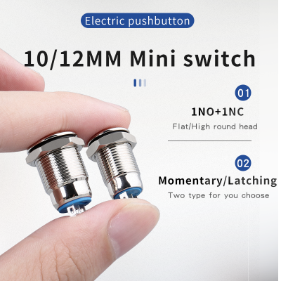10mm Metal High Round Head 1 Normally Open and 1 Normally Close Electrical Button Momentary photo-5