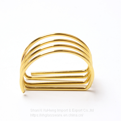 Wholesale Wedding Shiny Gold Spiral D Shaped Napkin Ring photo-2