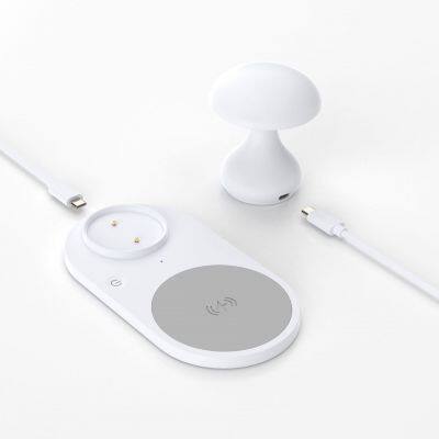 Wireless charger 2 in 1 desktop wireless charger mushroom head atmospheric lighting suitable for iPhone 15 14 13 12 Pro Max