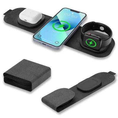 2024 New Product for Samsung Galaxy S23 3 in 1  Smart Watch Magnetic Wireless Charger Foldable Earphone Pro 8/7 Series 15W Power