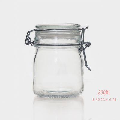 Glass Jar for Powdery Substances, 190ml, 200ml, 250ml, With a Buckle Lock, Transparent Glass Material photo-3