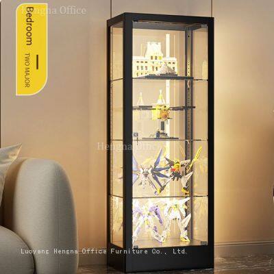 Modern Dust Proof Display Case for Anime Figures: The Ultimate Black/White Tempered Glass Showcase With Dimmable LED Lighting
