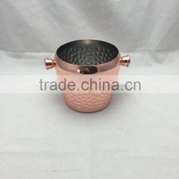 2L Hammered 304 Stainless Steel Bucket, Copper Plated Ice Bucket, Ice Cooler Ice Pail, Beer Bucket photo-2