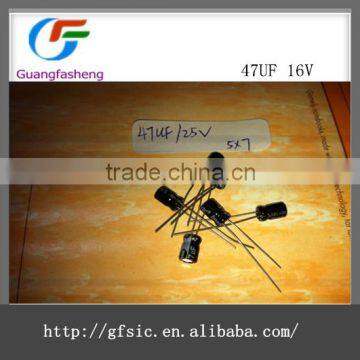 47uF 25V Dip/radial aluminum electrolytic capacitor
