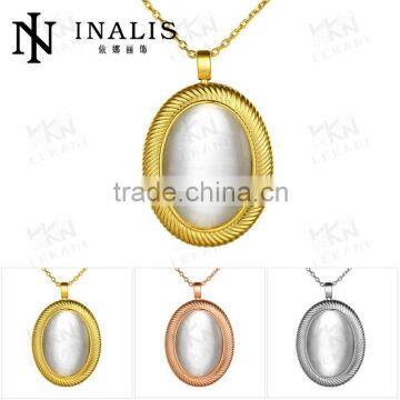 2015 Attractive cateye stone handmade gold plated necklace