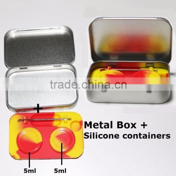 2016 New Fashion 10ml non-stick custom silicone jar in metal box