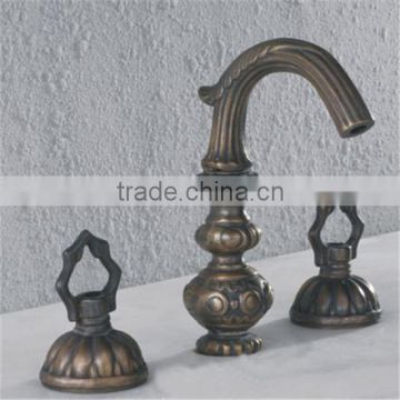 Dual handle antique brass faucet