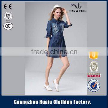 Wholesale Fashion Girl New Model Woman Summer Blue Denim Dress for Ladies photo-2
