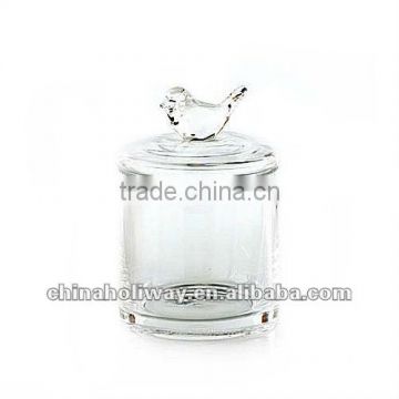 Clear bird glass jar, glass canister, clear glass cookie jar