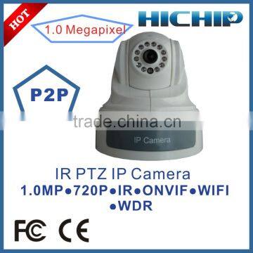 Hichip 720P Indoor Dome Wifi IP Camera P2P, Megapixel PTZ WDR IP Camera, support two way audio