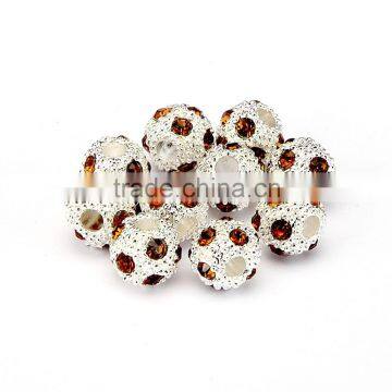 Top Quality 8mm Smoked Topaz Color Metal Style #2 Caystal Rhiestone Ball Shape Shape Spacer Silver Plated 10pcs Per Bag