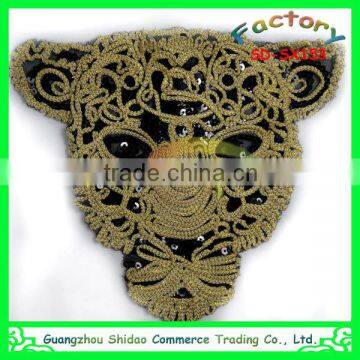 New style Panther head design sequin decoration embroidery patch for garment