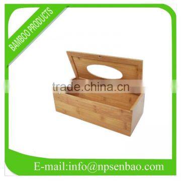 bamboo tissue box with a grove