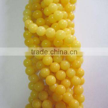 wholesale high quality gemstone yellow dye jade round beads jewelry