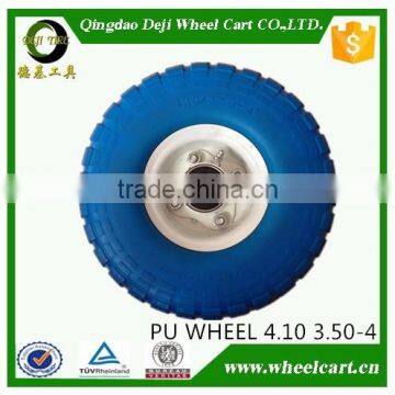 4.10/3.50-4 BLUE COLOUR WHITH STELL RIM PU wheels with GOOD QUALITY BEARING