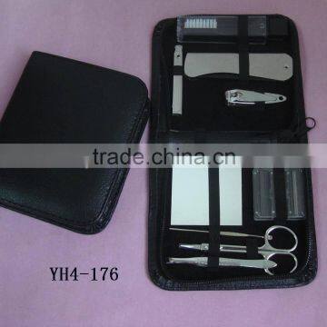 shaving kit and manicure set with mirror