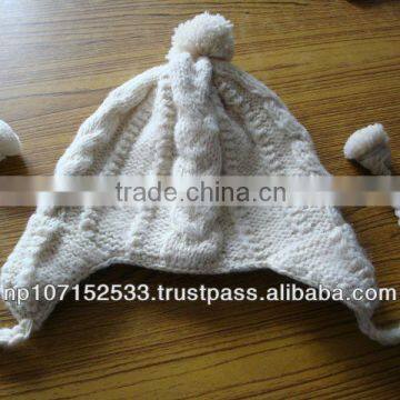 woolen ear hat cable knit