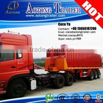 Tri-axle rear self unloading 20ft tipping 40ft Container Flatbed Dump Trailer for sale