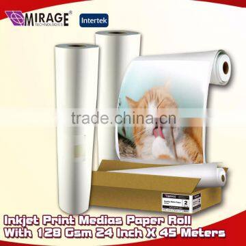 Inkjet Print Medias Paper Roll With 128 Gsm 24 Inch X 45 Meters
