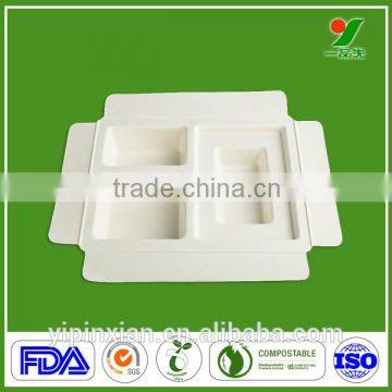 China Factory Eco-friendly OEM Compostable Dry Pressing Chic Bagasse Pulp Packaging Tray for Industrial Packing photo-2