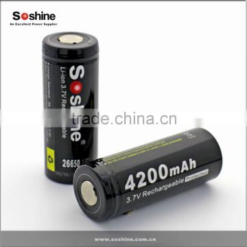 High quanlity li-ion battery 3.7v 4200mah / large capacity 26650 li ion Battery