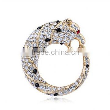 smart leopard shape alloy rhinestones scarf clip brooch pin