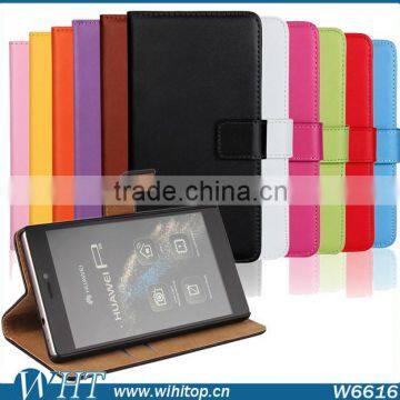 Factory Price Kickstand Cell Phone Case for Huawei Ascend P8 Leather Wallet Case