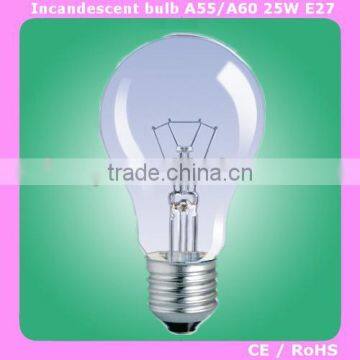 A55 110V-240V E27 clear bulb incandescent lamp