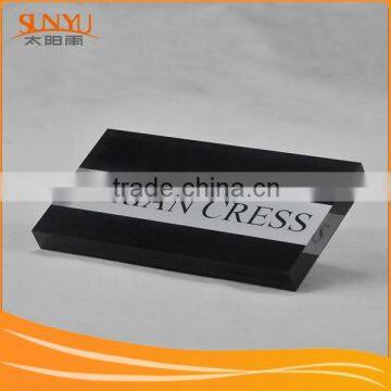 15 mm thickness clear plexiglass name block with silk screen printing logo
