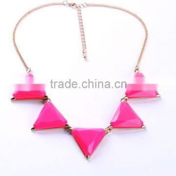 Fluorescence Color Geometric Triangle Resin Stone Choker Necklace