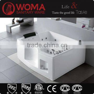 2 seat acrylic massage bathtub with grab bar