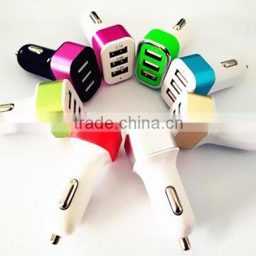 Fast charger mini Car Charger 5V/2.1A+2.1A+1A for iphone 6 5 5s Samsung s4 s5 note 2 3 ipad 3 4